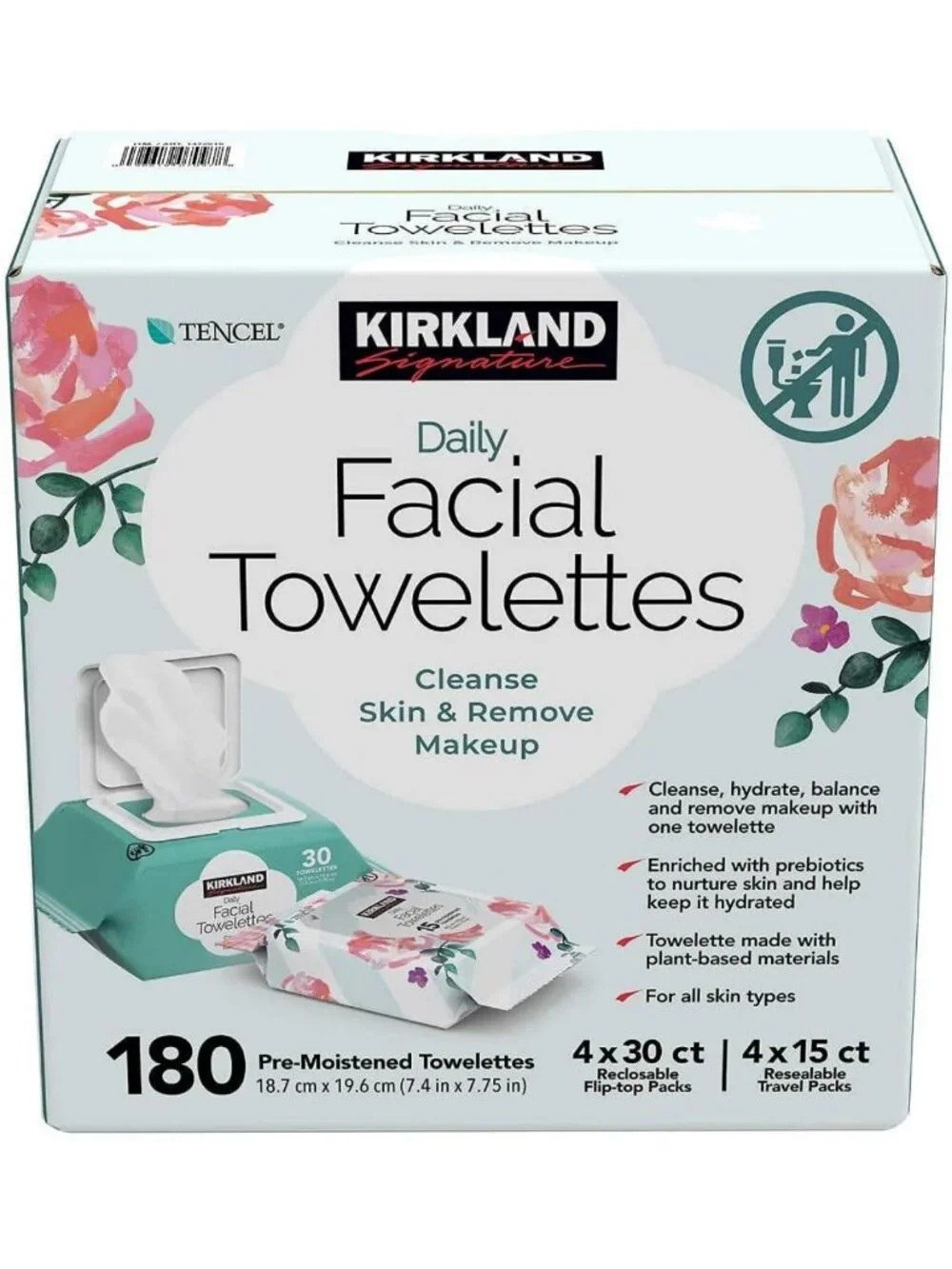 Daily Facial Towelettes - 180 Count, Gentle Cleansing Wipes for All Skin Types
